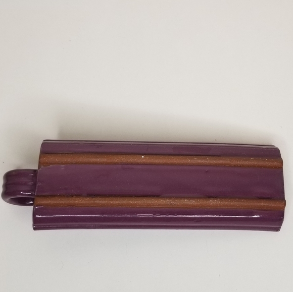 Art Pottery Butter Dish Mauve Loop Handle 1/4lbs Butter Stick Tray 7.5" L - Picture 6 of 10